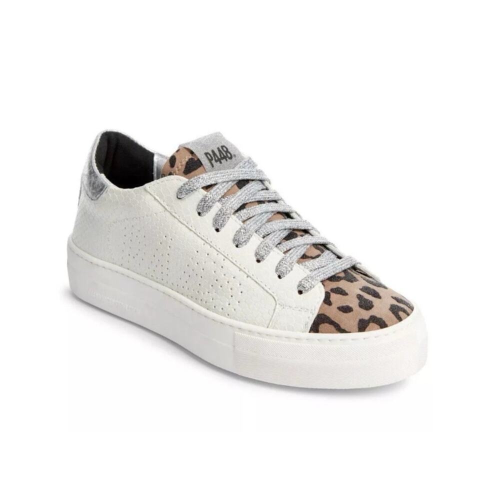 P448 Women's White Python Roccia Thea Platform Trainer Sneaker Shoes Size 38